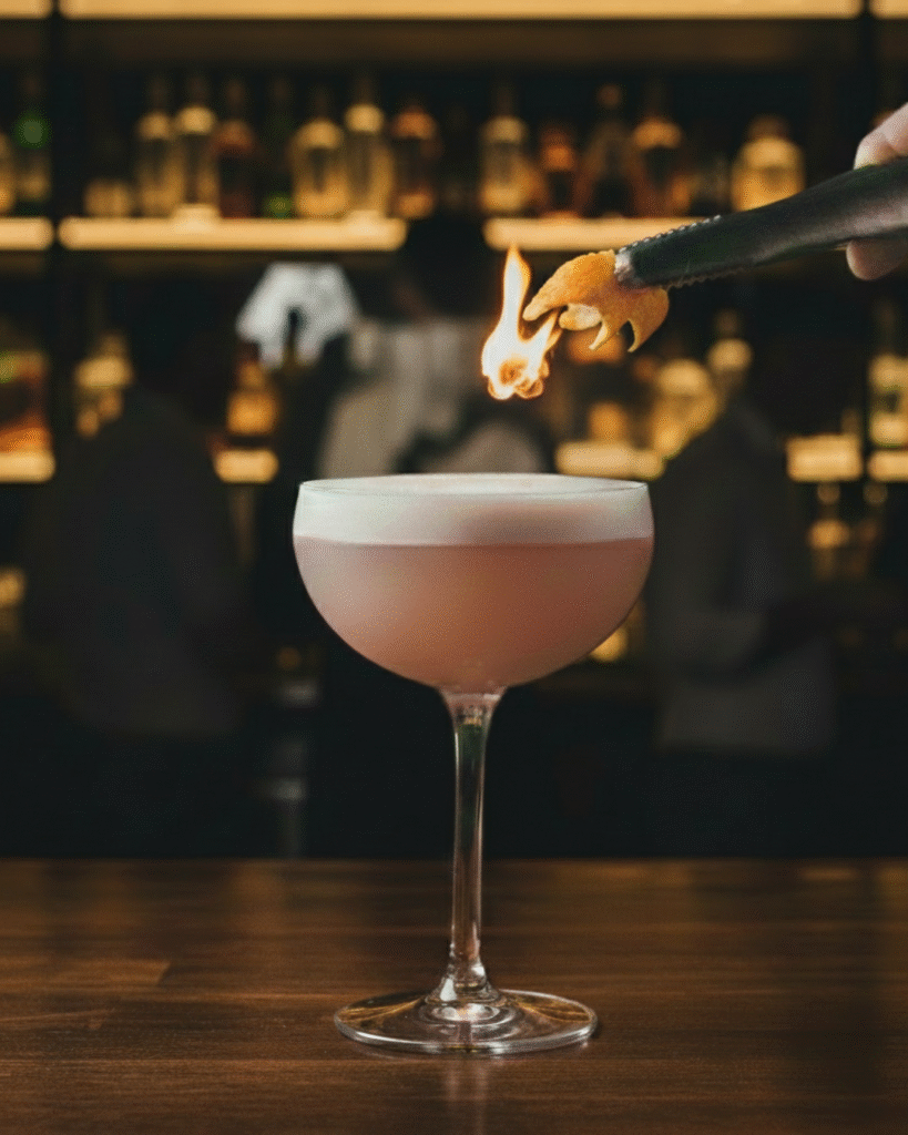 Cocktail Rimini sunset con gin Balena Pink, lime e ginger beer servito in bicchiere highball con ghiaccio