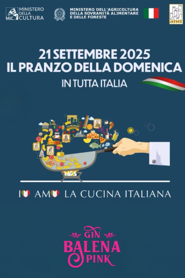 Locandina Il Pranzo della Domenica 21 settembre 2025 con Gin Balena Pink a Copparo