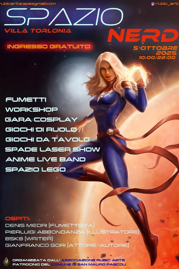 Locandina Spazio Nerd Villa Torlonia San Mauro Pascoli 5 ottobre 2025